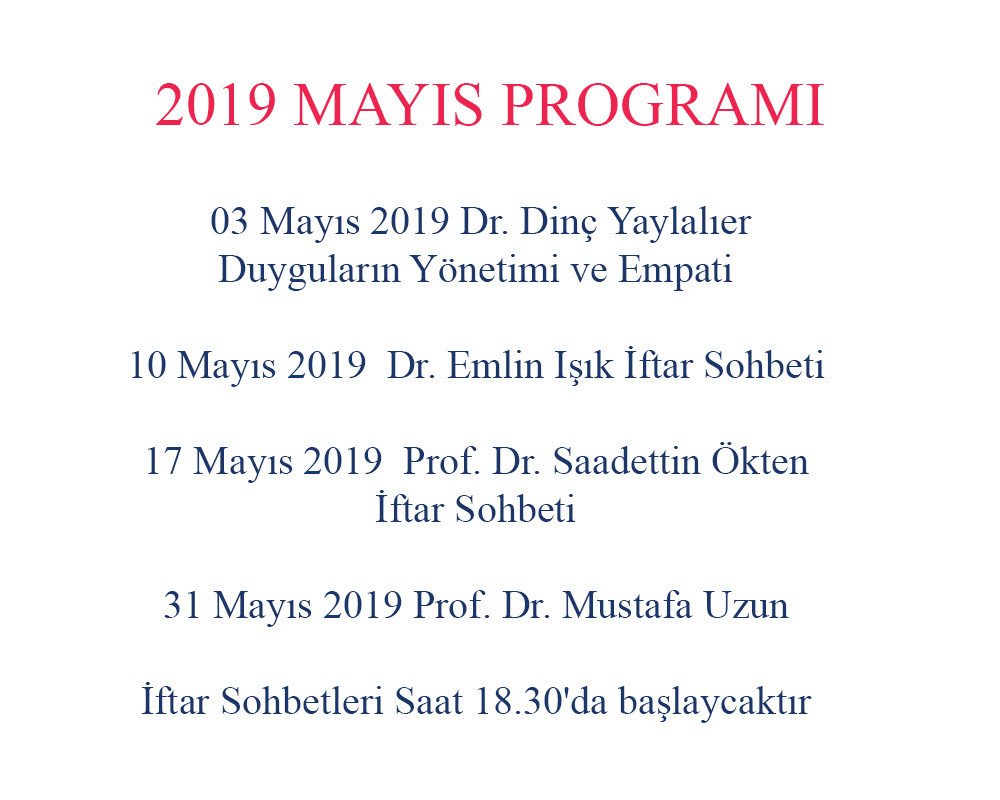 2019 Mayıs Programımız