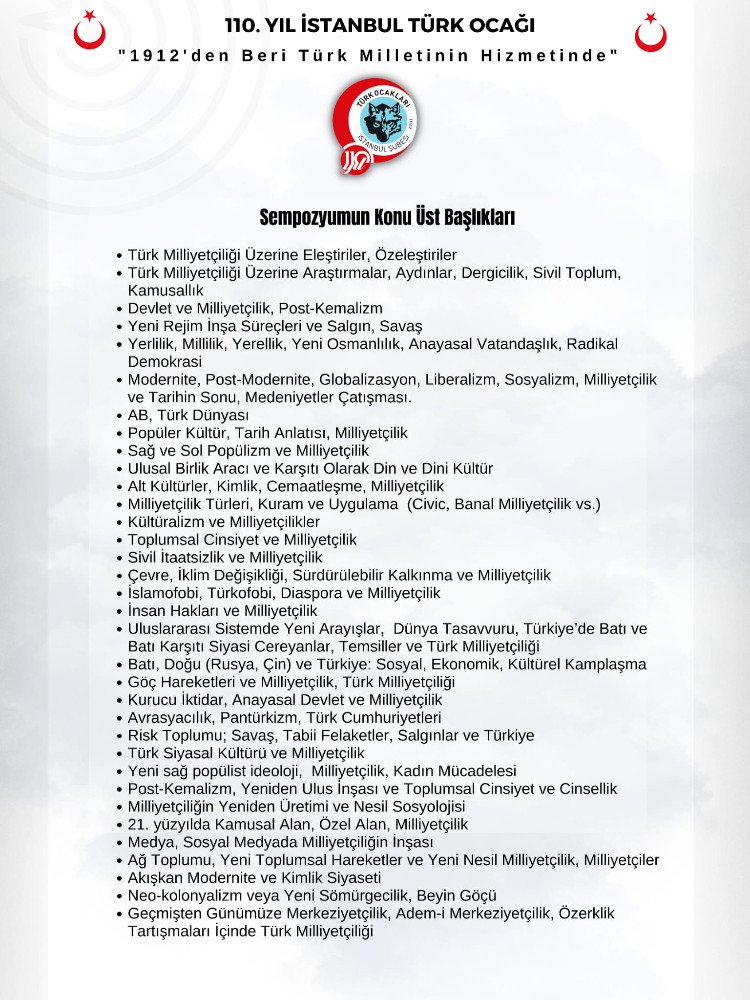 CUMHURİYET DÖNEMİ TÜRK MİLLİYETÇİLİĞİ MUHASEBE, ÖZ ELEŞTİRİ VE GELECEK TASAVVURLARI  SEMPOZYUMU